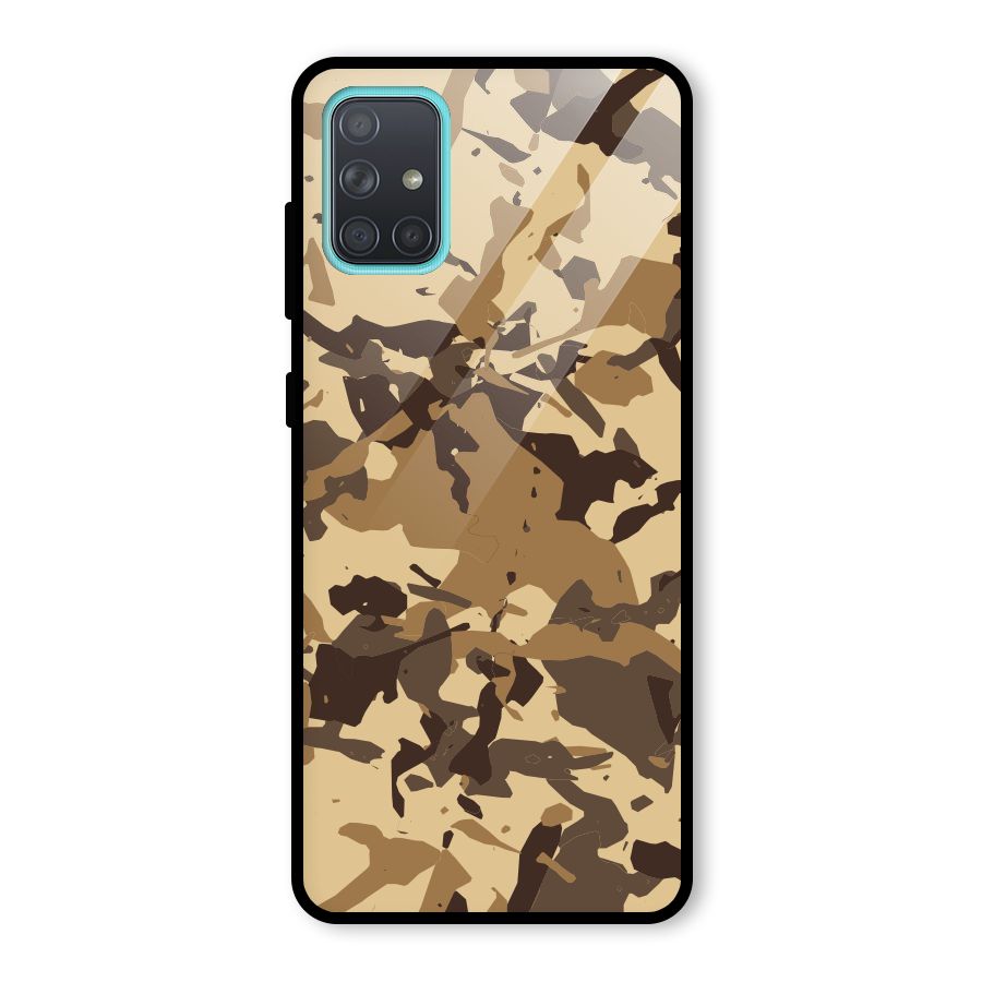 Brown Camouflage Army Glass Back Case for Galaxy A71