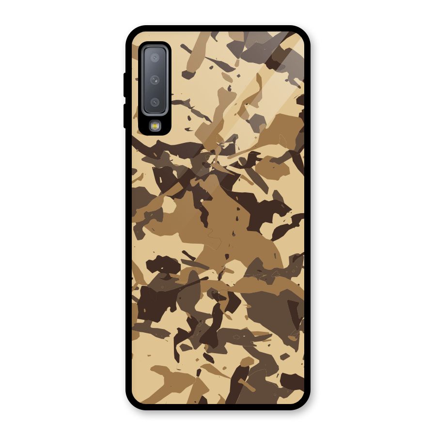 Brown Camouflage Army Glass Back Case for Galaxy A7 (2018)