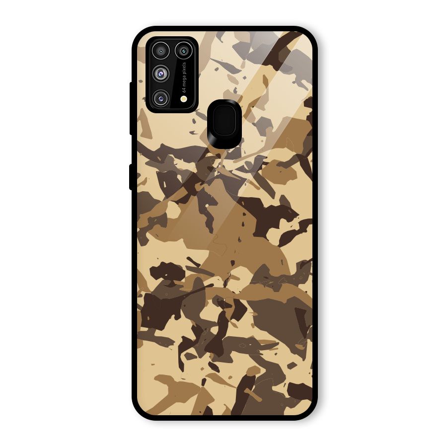 Brown Camouflage Army Glass Back Case for Galaxy F41