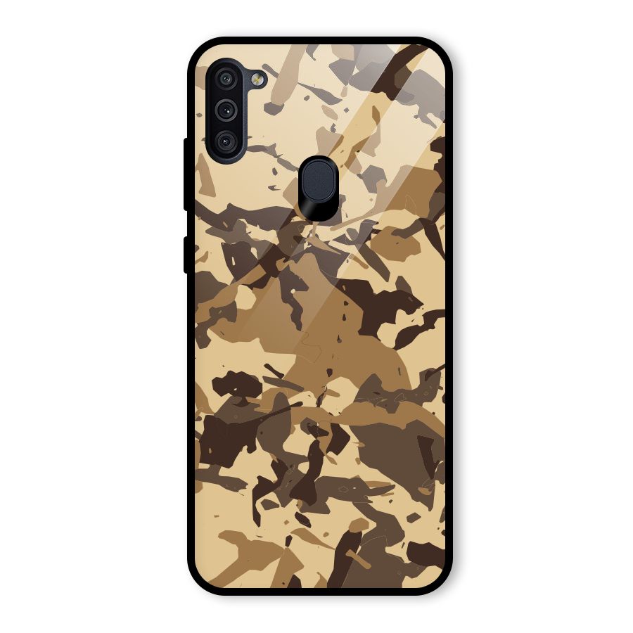 Brown Camouflage Army Glass Back Case for Galaxy M11