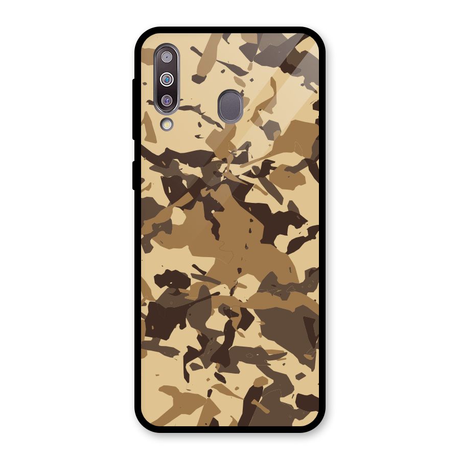 Brown Camouflage Army Glass Back Case for Galaxy M30