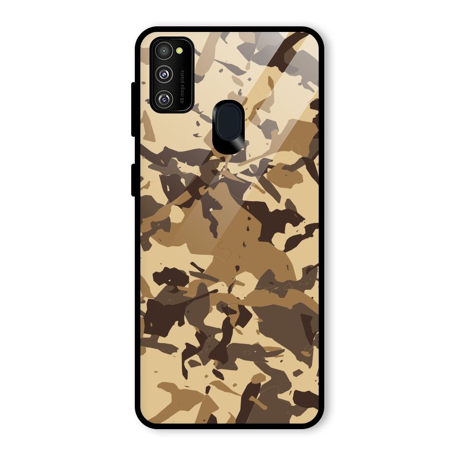 Brown Camouflage Army Glass Back Case for Galaxy M30s