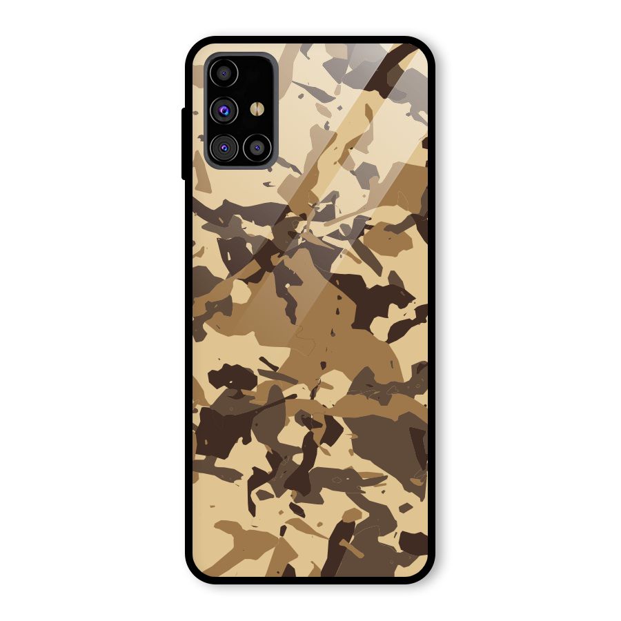 Brown Camouflage Army Glass Back Case for Galaxy M31s