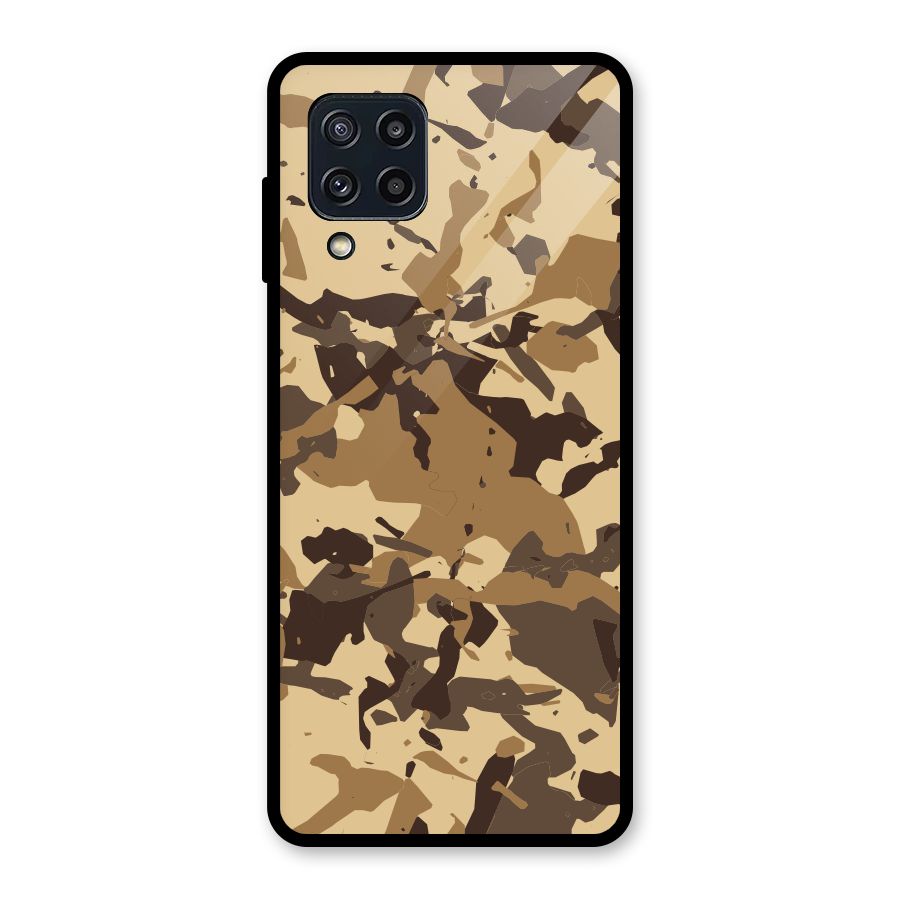 Brown Camouflage Army Glass Back Case for Galaxy M32