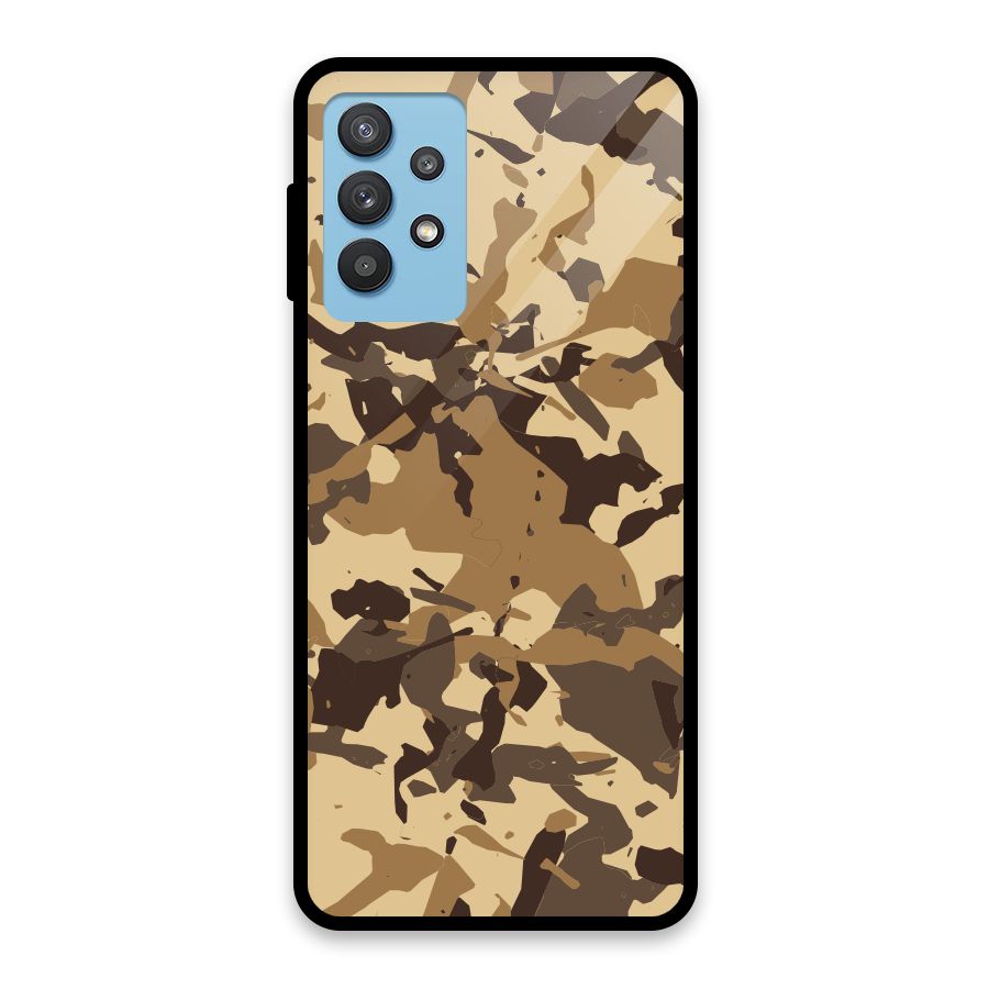 Brown Camouflage Army Glass Back Case for Galaxy M32 5G