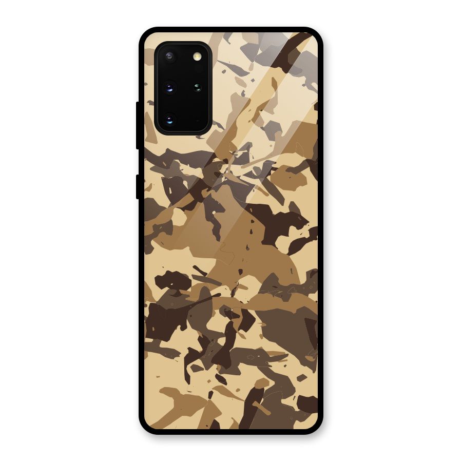 Brown Camouflage Army Glass Back Case for Galaxy S20 Plus