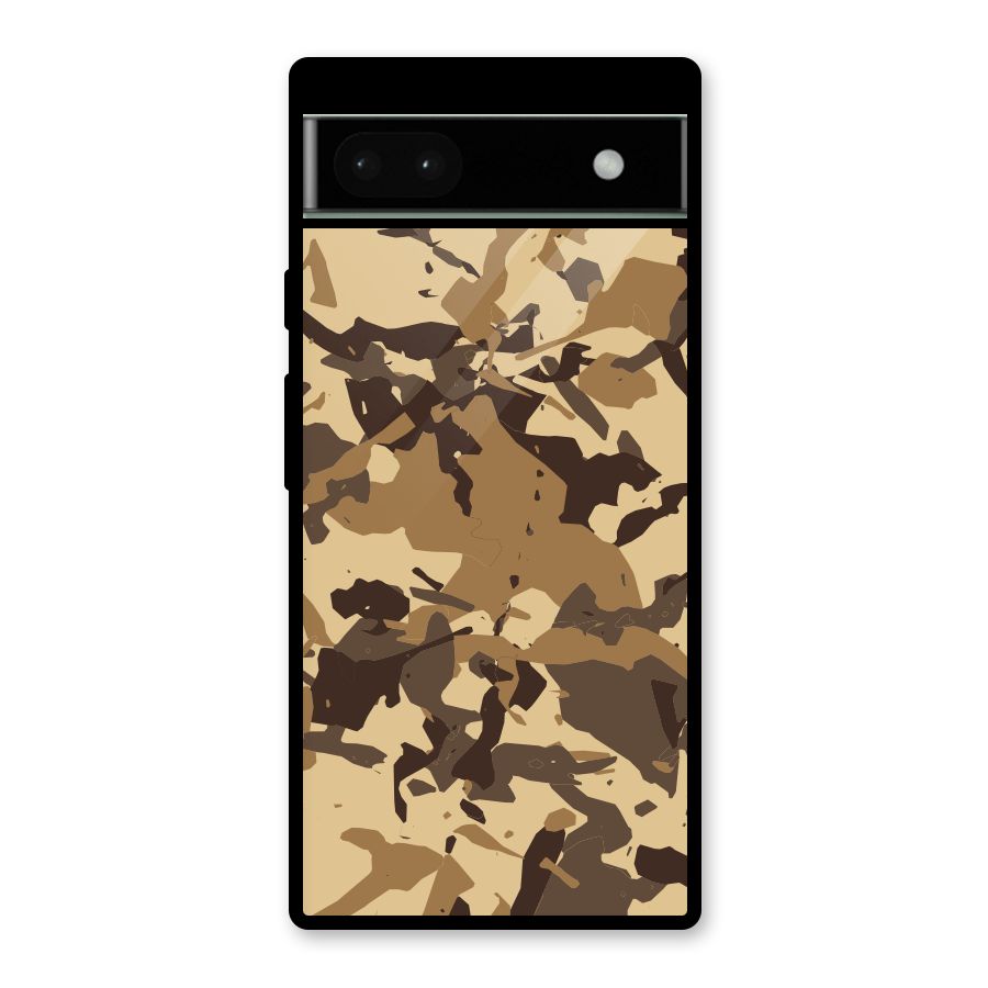 Brown Camouflage Army Glass Back Case for Google Pixel 6a