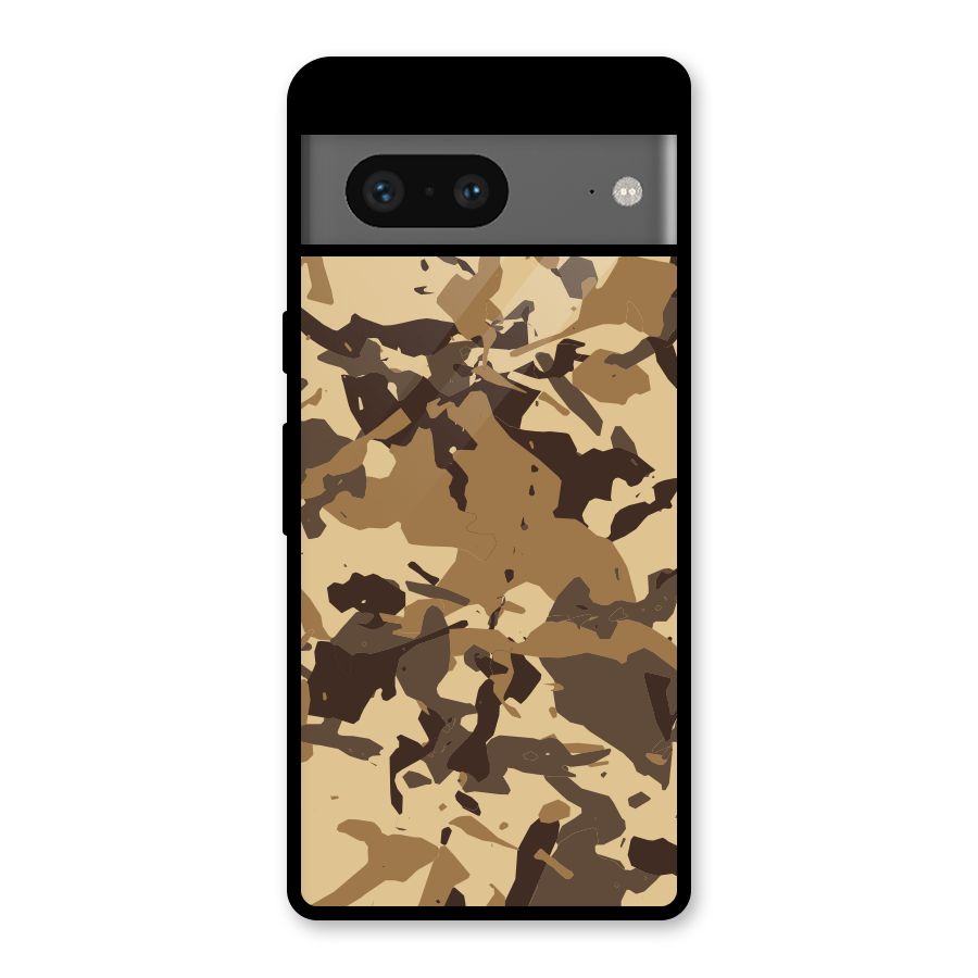 Brown Camouflage Army Glass Back Case for Google Pixel 7