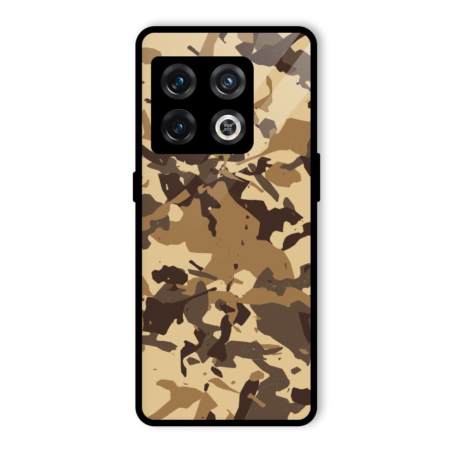 Brown Camouflage Army Glass Back Case for OnePlus 10 Pro 5G