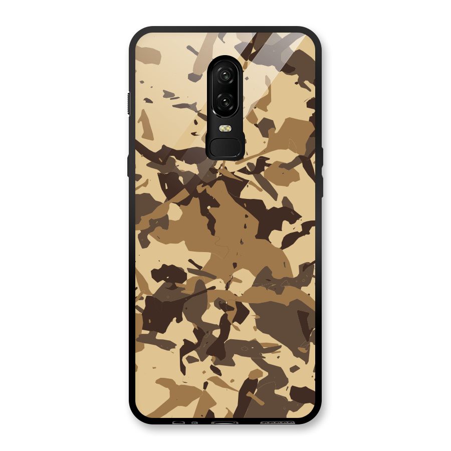 Brown Camouflage Army Glass Back Case for OnePlus 6