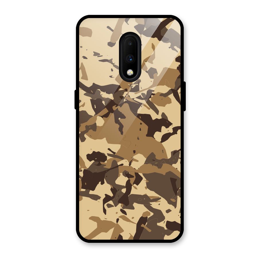 Brown Camouflage Army Glass Back Case for OnePlus 7