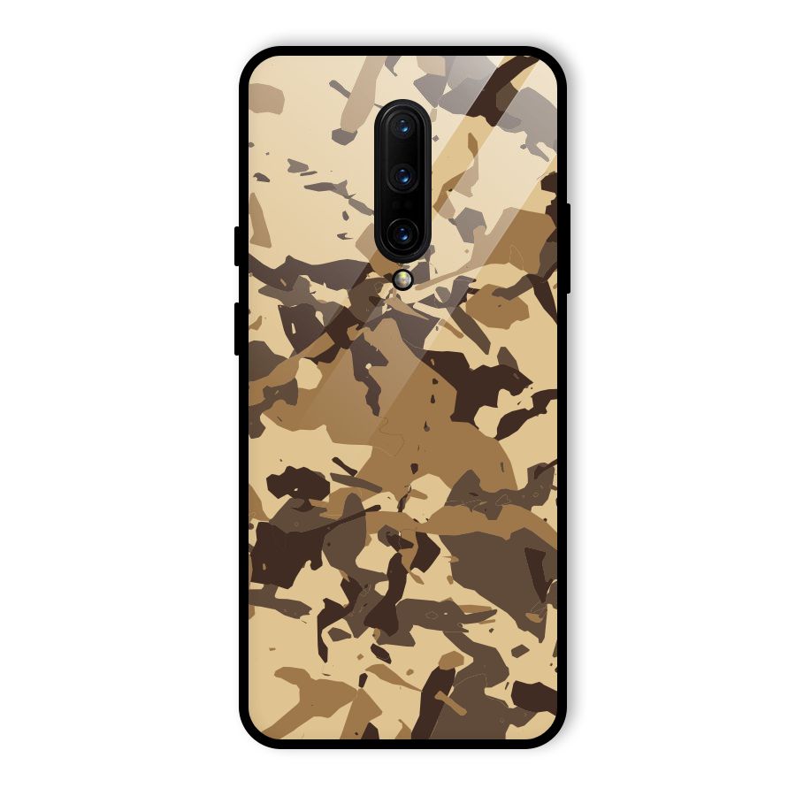 Brown Camouflage Army Glass Back Case for OnePlus 7 Pro