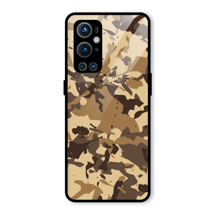 Brown Camouflage Army Glass Back Case for OnePlus 9 Pro