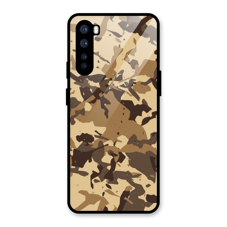 Brown Camouflage Army Glass Back Case for OnePlus Nord