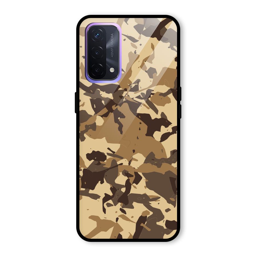 Brown Camouflage Army Glass Back Case for Oppo A74 5G