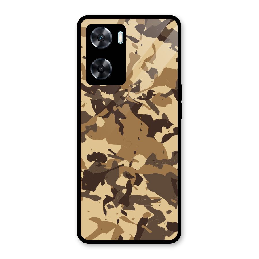 Brown Camouflage Army Glass Back Case for Oppo A77