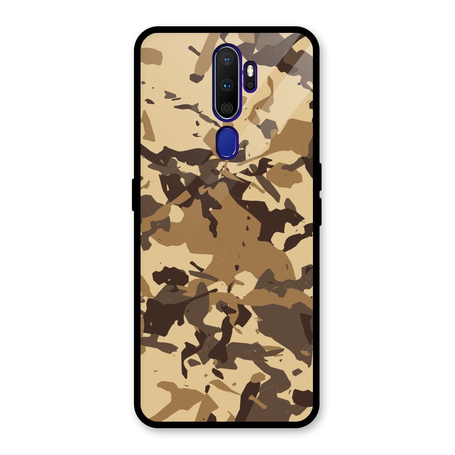 Brown Camouflage Army Glass Back Case for Oppo A9 (2020)