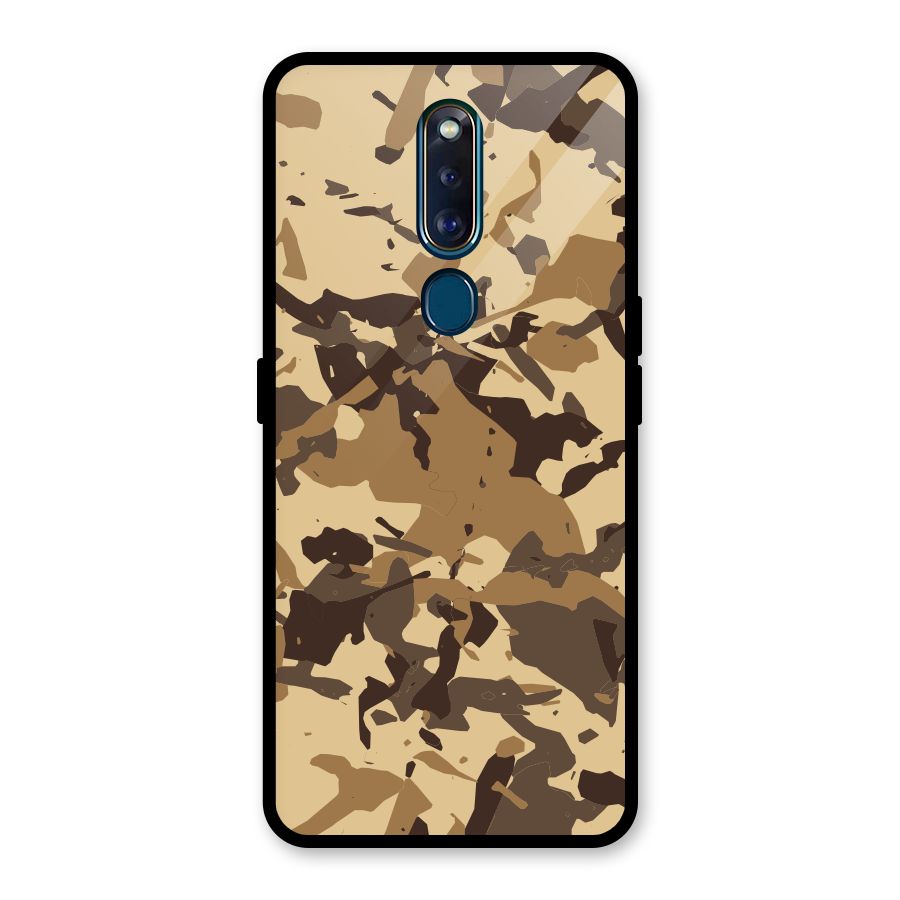 Brown Camouflage Army Glass Back Case for Oppo F11 Pro