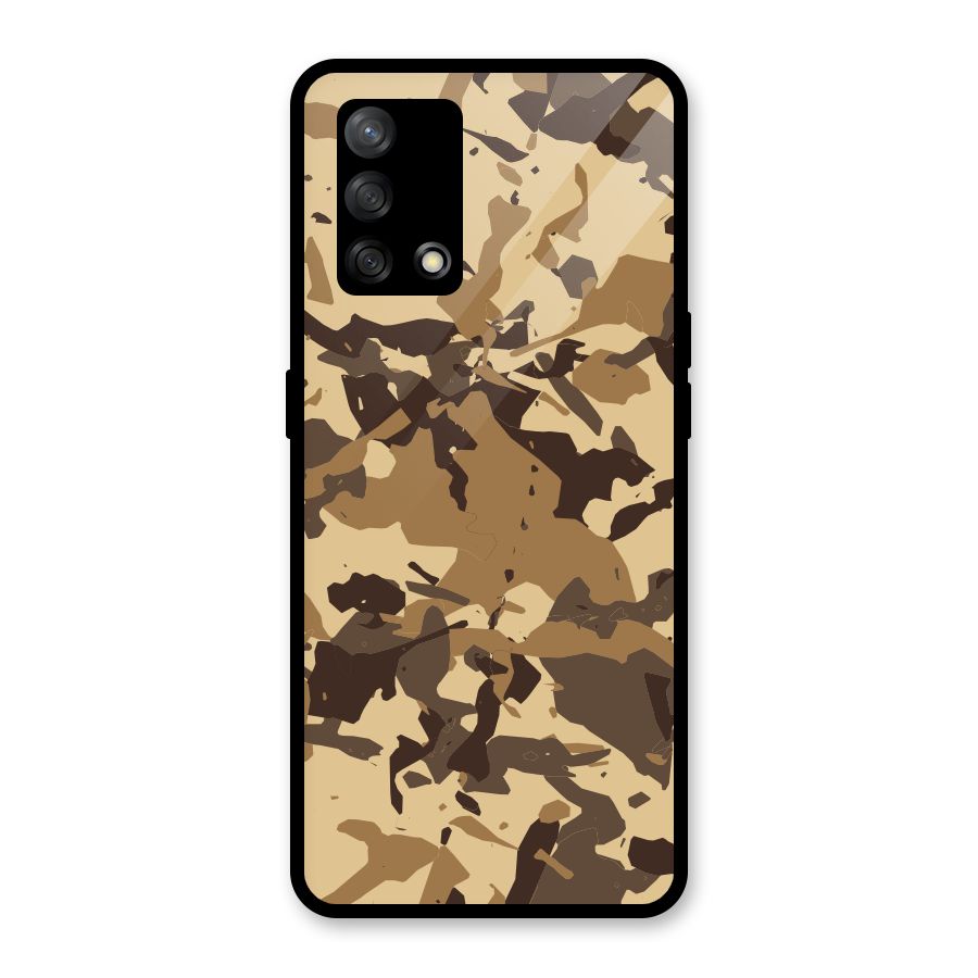 Brown Camouflage Army Glass Back Case for Oppo F19