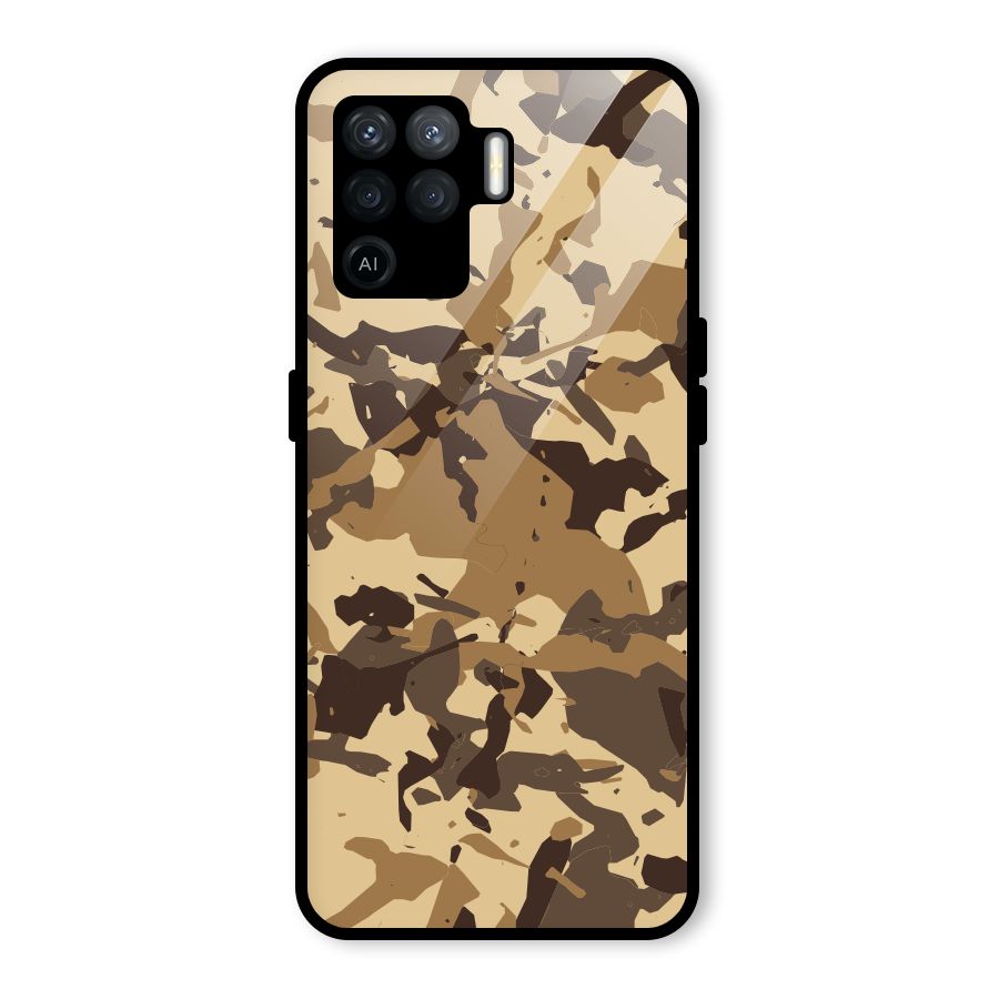 Brown Camouflage Army Glass Back Case for Oppo F19 Pro