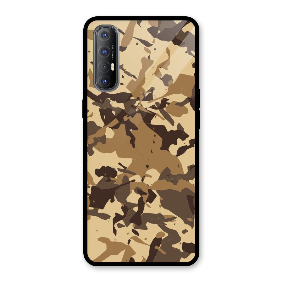 Brown Camouflage Army Glass Back Case for Oppo Reno3 Pro