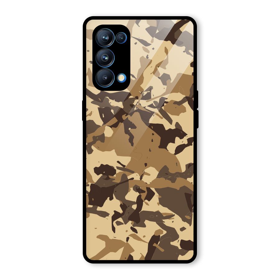 Brown Camouflage Army Glass Back Case for Oppo Reno5 Pro 5G