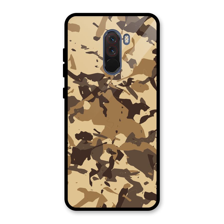 Brown Camouflage Army Glass Back Case for Poco F1