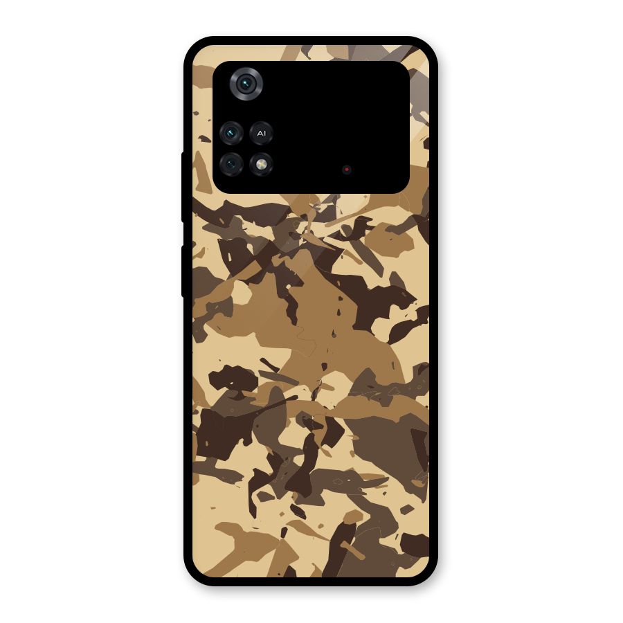 Brown Camouflage Army Glass Back Case for Poco M4 Pro 4G