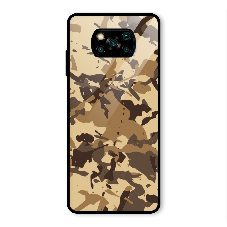 Brown Camouflage Army Glass Back Case for Poco X3 Pro
