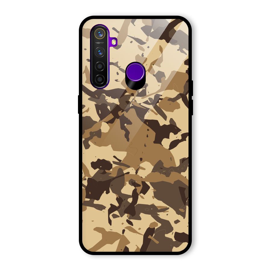 Brown Camouflage Army Glass Back Case for Realme 5 Pro