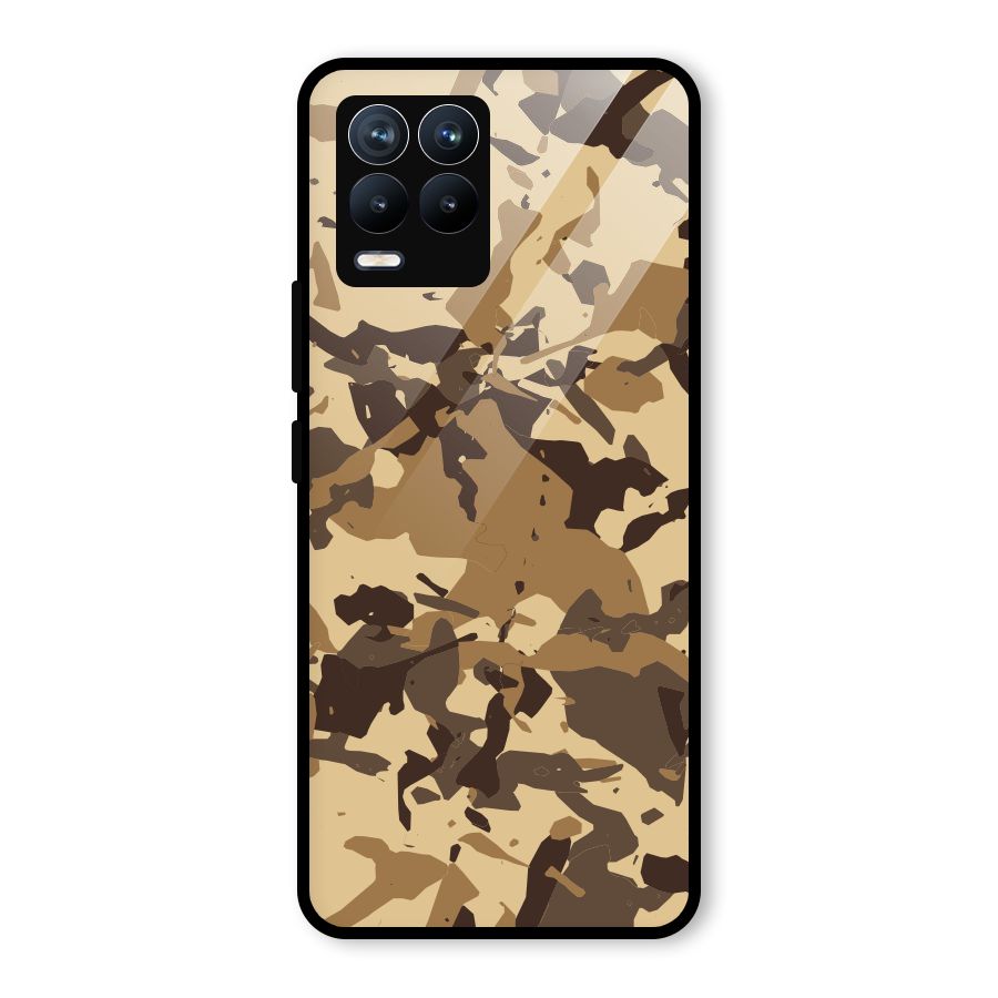 Brown Camouflage Army Glass Back Case for Realme 8 Pro