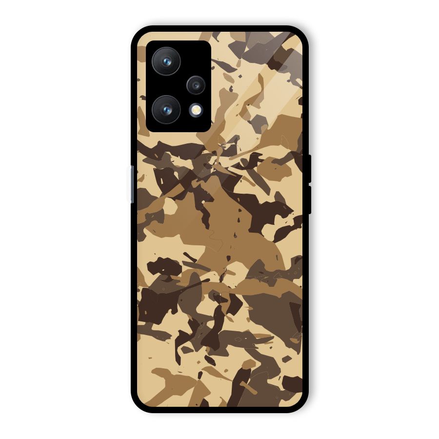 Brown Camouflage Army Glass Back Case for Realme 9 Pro 5G