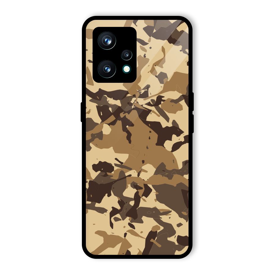Brown Camouflage Army Glass Back Case for Realme 9 Pro Plus 5G