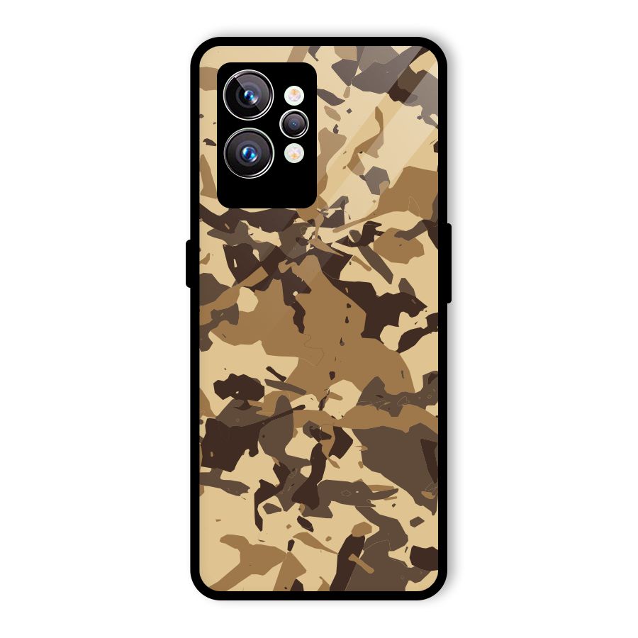 Brown Camouflage Army Glass Back Case for Realme GT2 Pro