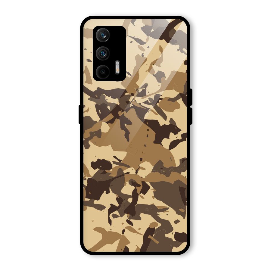 Brown Camouflage Army Glass Back Case for Realme GT 5G