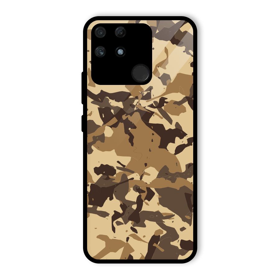 Brown Camouflage Army Glass Back Case for Realme Narzo 50A