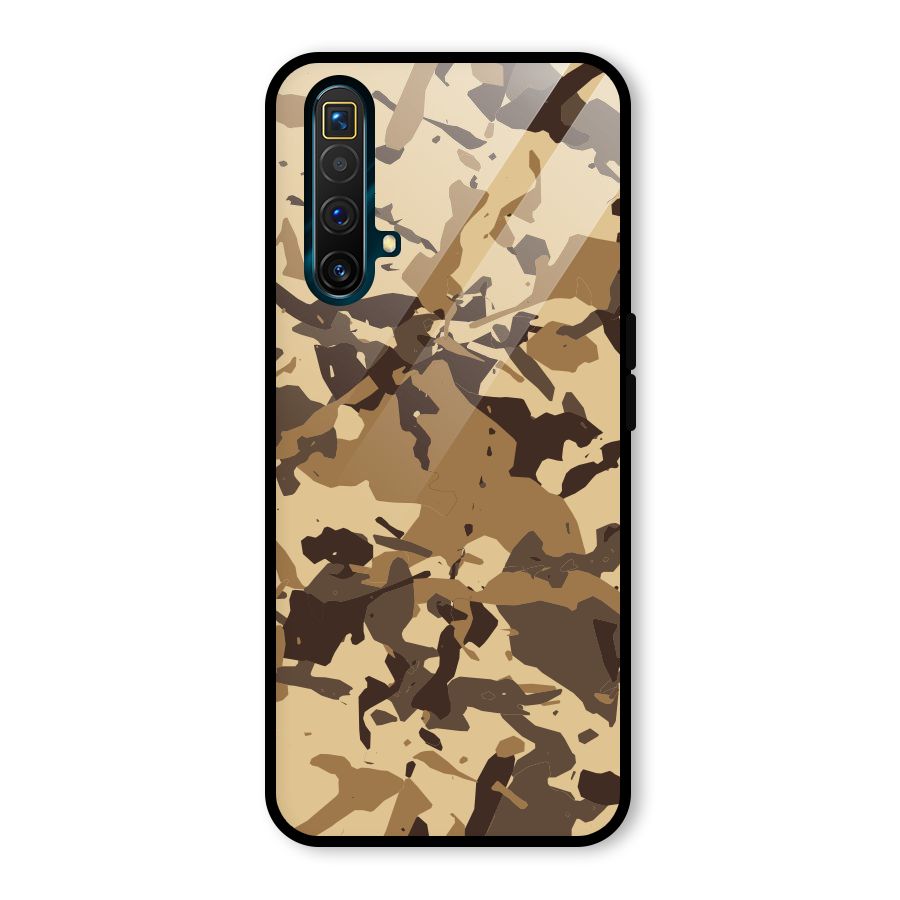 Brown Camouflage Army Glass Back Case for Realme X3 SuperZoom
