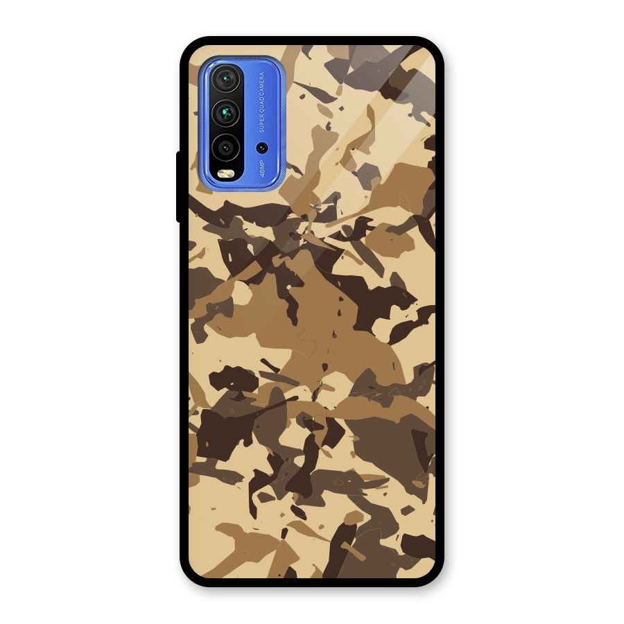 Brown Camouflage Army Glass Back Case for Redmi 9 Power