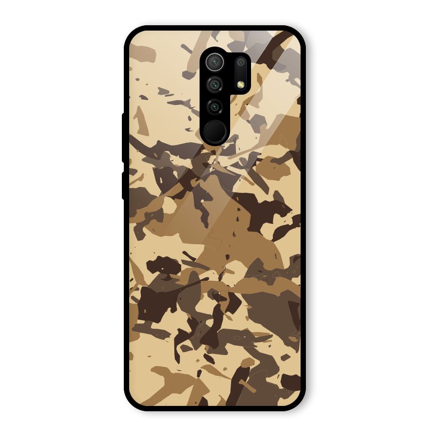 Brown Camouflage Army Glass Back Case for Redmi 9 Prime