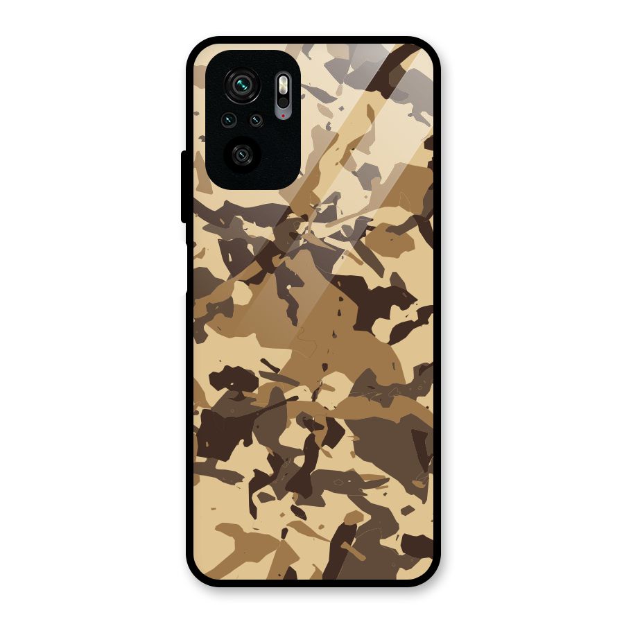 Brown Camouflage Army Glass Back Case for Redmi Note 10S
