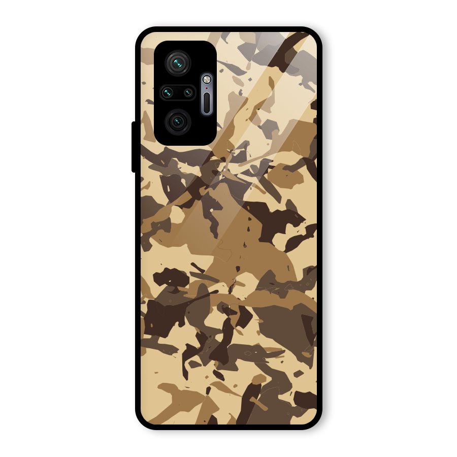 Brown Camouflage Army Glass Back Case for Redmi Note 10 Pro