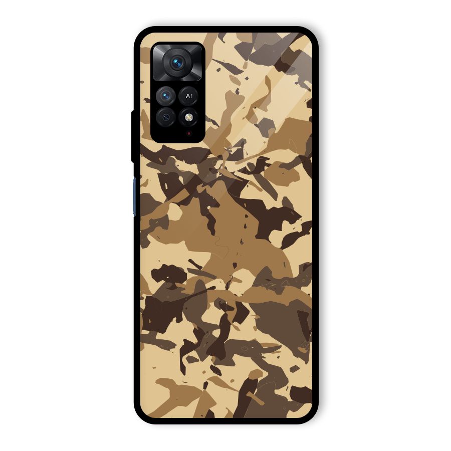 Brown Camouflage Army Glass Back Case for Redmi Note 11 Pro