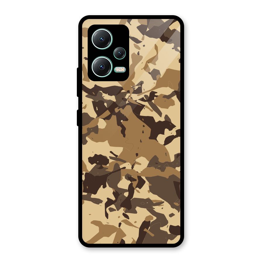 Brown Camouflage Army Glass Back Case for Redmi Note 12 5G