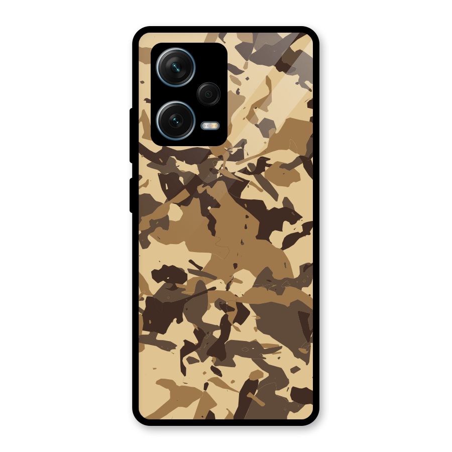 Brown Camouflage Army Glass Back Case for Redmi Note 12 Pro Plus 5G