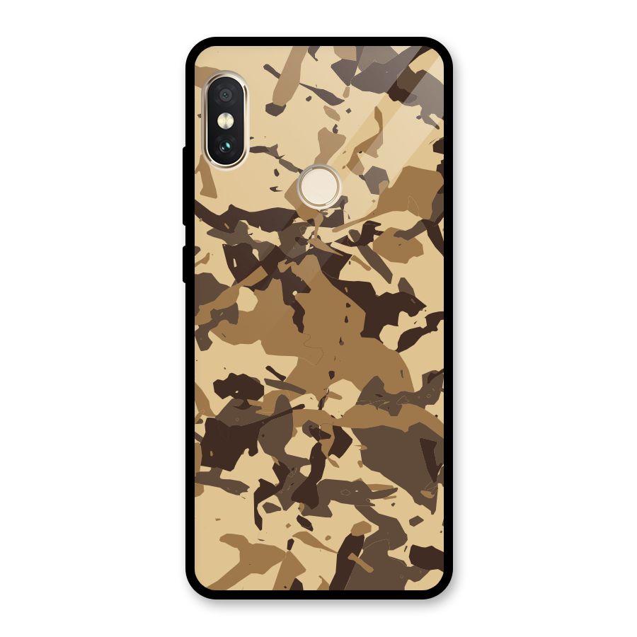 Brown Camouflage Army Glass Back Case for Redmi Note 5 Pro