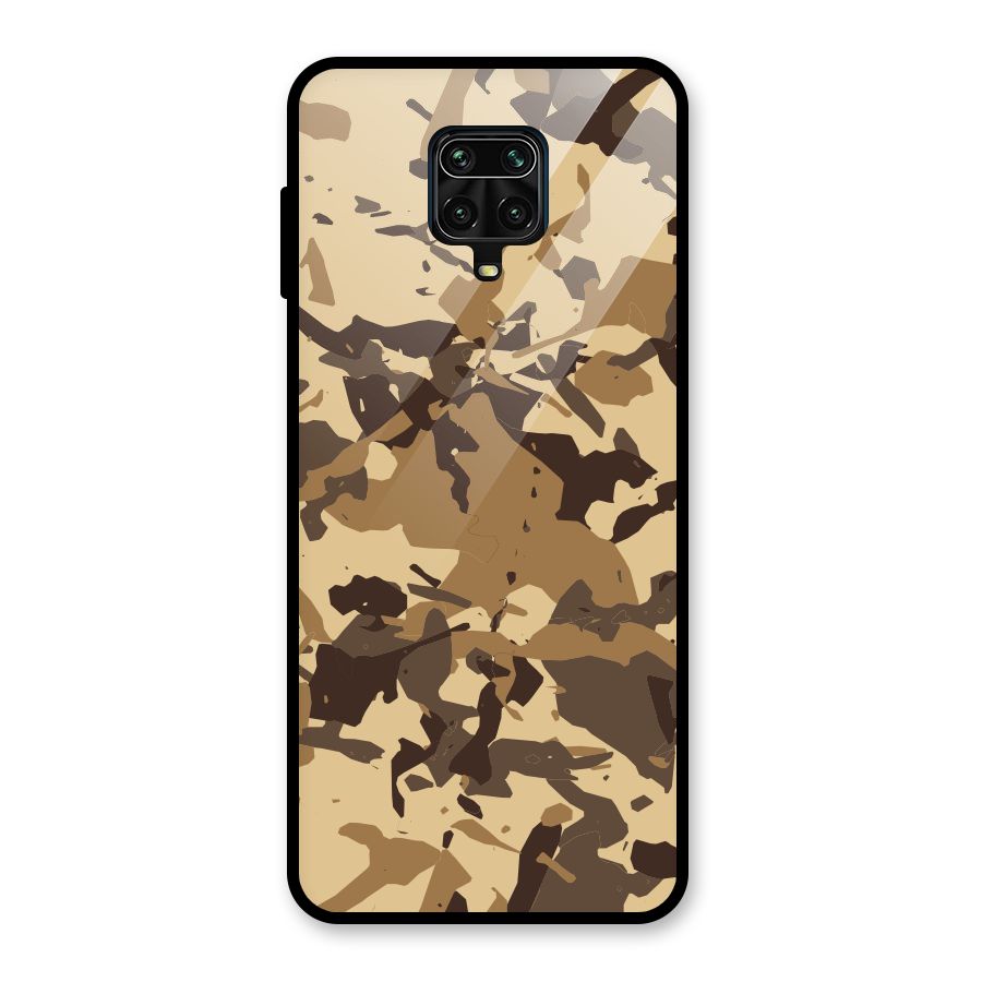 Brown Camouflage Army Glass Back Case for Redmi Note 9 Pro