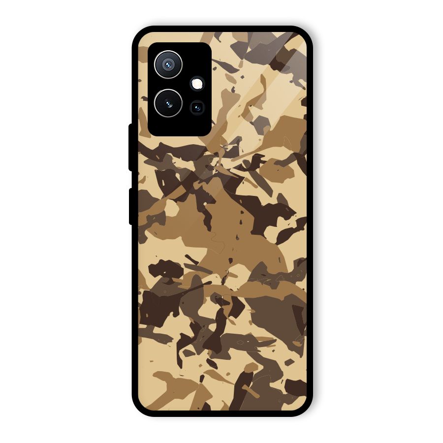 Brown Camouflage Army Glass Back Case for Vivo T1 5G
