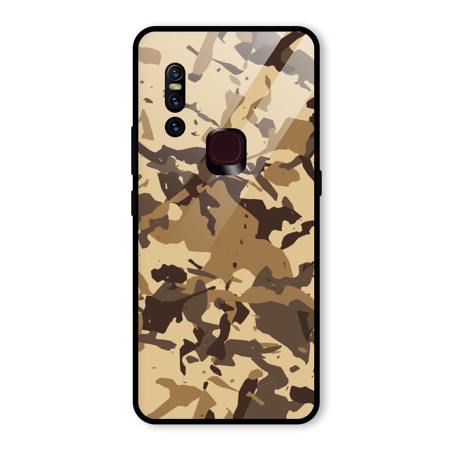 Brown Camouflage Army Glass Back Case for Vivo V15