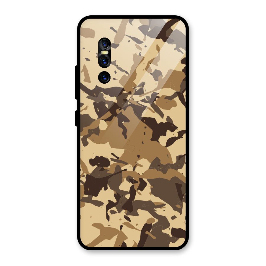 Brown Camouflage Army Glass Back Case for Vivo V15 Pro