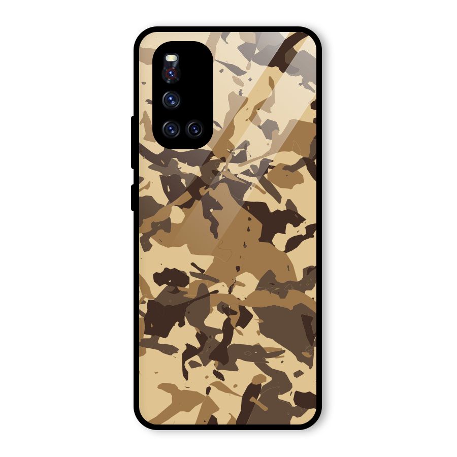 Brown Camouflage Army Glass Back Case for Vivo V19